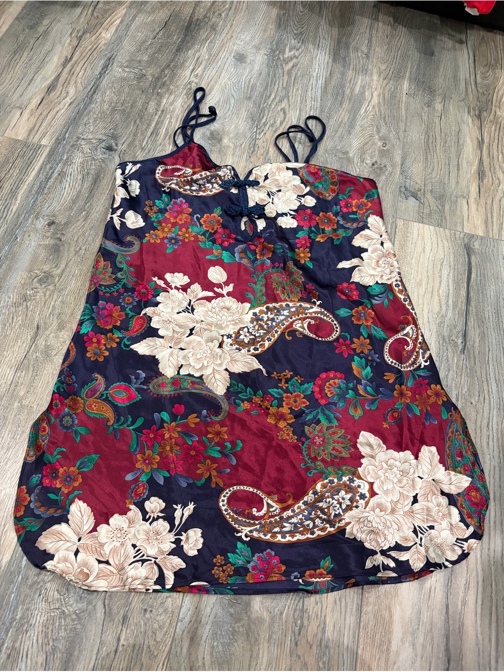 Floral Paisley vintage Slip Dress in Burgundy and Navy